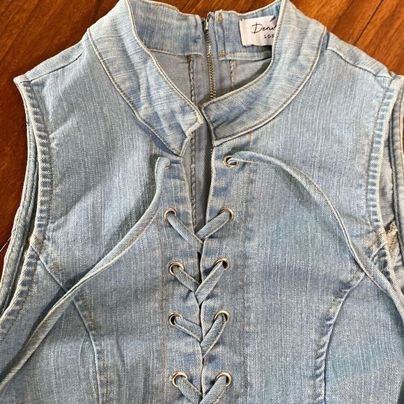 🔥3/$20🔥 Denim Blvd denim cropped vest top size XS - Picture 4 of 9